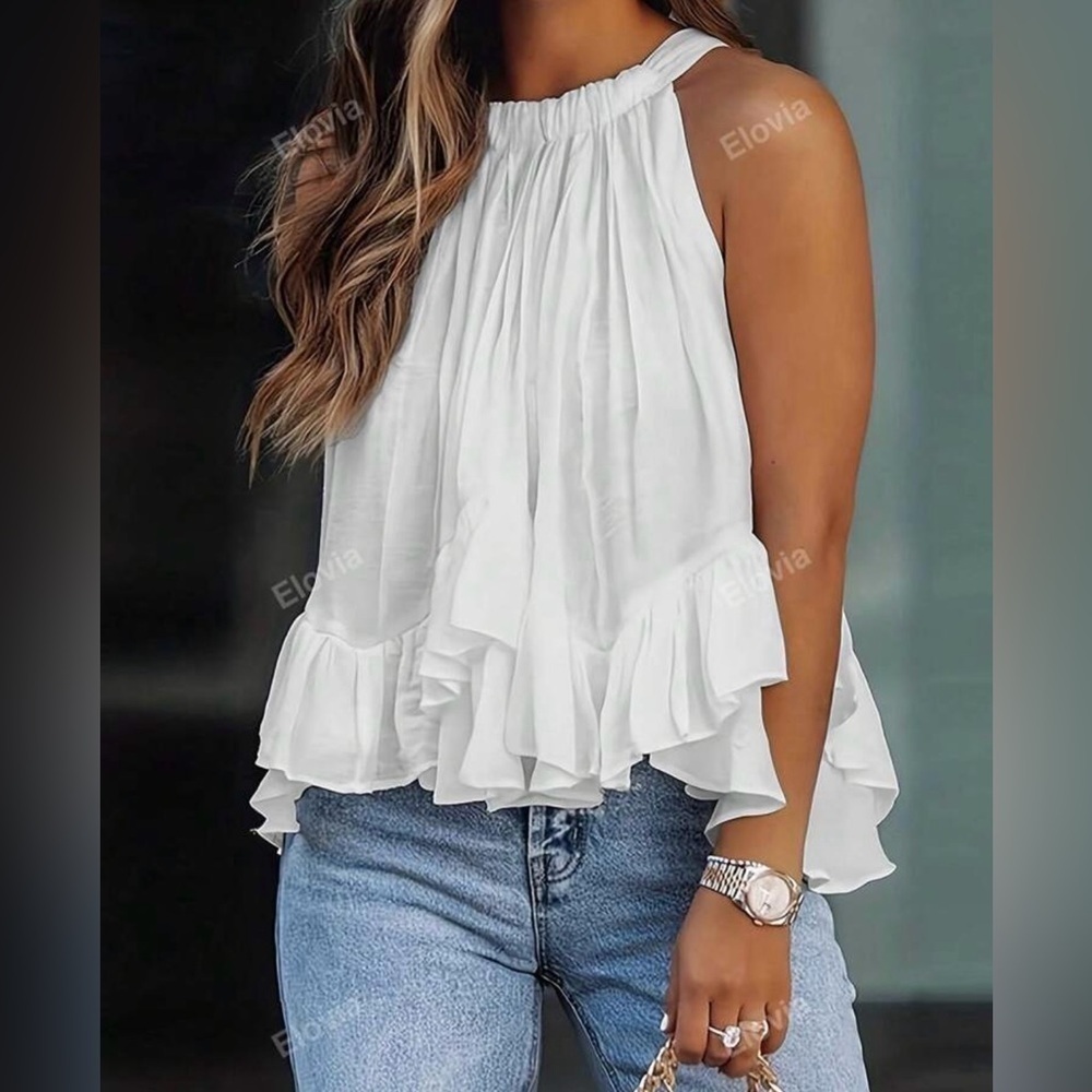 Elegant White Ruffle Top